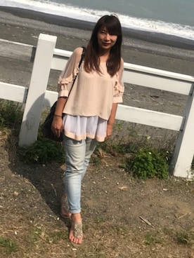 「アイテム（レインシューズ、ホワイト系）」を使った、nanaさん（レディース・153cm）の春コーディネート