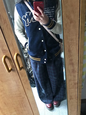 「SPINNS（スピンズ）のアイテム（スタジャン）」を使った、☆NOZOMI☆さん（レディース・158cm）の春コーディネート