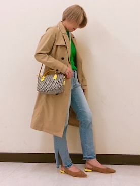 「TATRAS（タトラス）のアイテム（トレンチコート）」を使った、amiさん（レディース・160cm）の春コーディネート