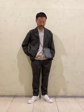 「BEAUTY&YOUTH UNITED ARROWS（ビューティーアンドユースユナイテッドアローズ）のBY CATIA Tシャツ 【抗菌防臭加工】（Tシャツ/カットソー、ベージュ系）」を使った、NISHIDAさん（メンズ・163cm）の春コーディネート