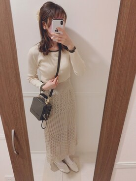 「透かし編みスカート」｜uichan❁⃘*.ﾟさん（レディース・162cm）の春コーディネート