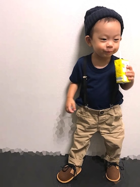 「1歳6ヶ月」｜「アイテム（ニットキャップ/ビーニー）」を使った、ao&akaさん（キッズ・80cm）の秋コーディネート