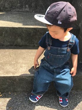「Levi's（リーバイス）のアイテム（サロペット/オーバーオール）」を使った、ao&akaさん（キッズ・80cm）の春コーディネート