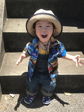 「Levi's（リーバイス）のアイテム（サロペット/オーバーオール）」を使った、ao&akaさん（キッズ・80cm）の夏コーディネート