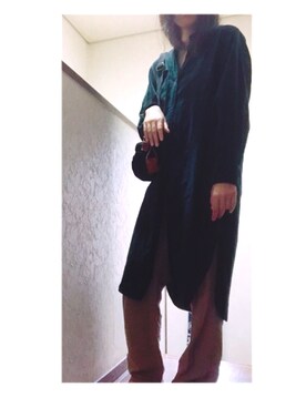 「MACPHEE（マカフィー）のアイテム（シャツワンピース）」を使った、Sakuさん（レディース・163cm）の秋コーディネート
