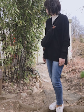 「Ungrid（アングリッド）のハイウエストストスリ（デニムパンツ）」を使った、Sakuさん（レディース・163cm）の春コーディネート