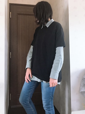 「Ungrid（アングリッド）のハイウエストストスリ（デニムパンツ）」を使った、Sakuさん（レディース・163cm）の春コーディネート