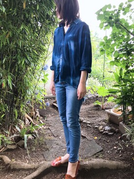 「Ungrid（アングリッド）のハイウエストストスリ（デニムパンツ）」を使った、Sakuさん（レディース・163cm）の夏コーディネート