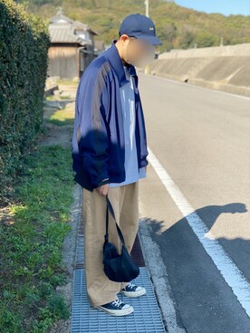 「my beautiful landlet（マイビューティフルランドレット）のアイテム（その他アウター）」を使った、Fluffyさん（メンズ・171cm）の秋コーディネート