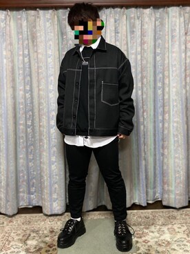 「GU（ジーユー）の（GU）スキニーフィットジーンズ（MEN ⁄ ジーンズ）」を使った、のぼるさん（メンズ・155cm）の春コーディネート