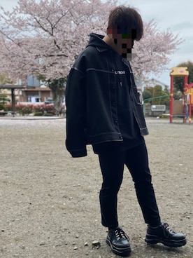 「GU（ジーユー）の（GU）スキニーフィットジーンズ（MEN ⁄ ジーンズ）」を使った、のぼるさん（メンズ・155cm）の春コーディネート