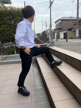 「GU（ジーユー）の（GU）スキニーフィットジーンズ（MEN ⁄ ジーンズ）」を使った、のぼるさん（メンズ・155cm）の春コーディネート