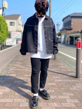 「GU（ジーユー）の（GU）スキニーフィットジーンズ（MEN ⁄ ジーンズ）」を使った、のぼるさん（メンズ・155cm）の春コーディネート