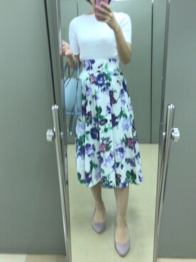 「UNIQLO（ユニクロ）のリブボートネックT（5分袖）（Tシャツ/カットソー）」を使った、yuukiさん（レディース・170cm）の春コーディネート