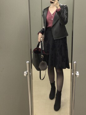 「NATURAL BEAUTY BASIC（ナチュラルビューティーベーシック）のアイテム（ライダースジャケット）」を使った、yuukiさん（レディース・170cm）の秋コーディネート