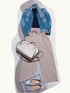 「シルバーシューズ」｜「アイテム（デニムジャケット）」を使った、yuukiさん（レディース・170cm）の春コーディネート