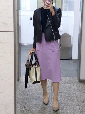 「NATURAL BEAUTY BASIC（ナチュラルビューティーベーシック）のアイテム（ライダースジャケット）」を使った、yuukiさん（レディース・170cm）の春コーディネート