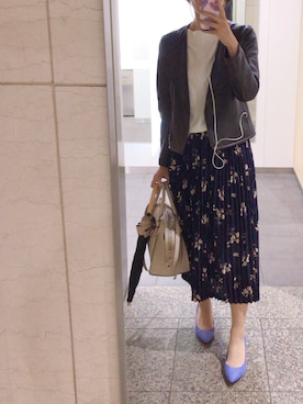 「NATURAL BEAUTY BASIC（ナチュラルビューティーベーシック）のアイテム（ライダースジャケット）」を使った、yuukiさん（レディース・170cm）の春コーディネート