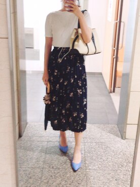 「UNIQLO（ユニクロ）のリブボートネックT（5分袖）（Tシャツ/カットソー）」を使った、yuukiさん（レディース・170cm）の春コーディネート