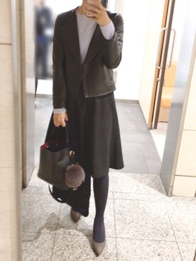 「NATURAL BEAUTY BASIC（ナチュラルビューティーベーシック）のアイテム（ライダースジャケット）」を使った、yuukiさん（レディース・170cm）の秋コーディネート