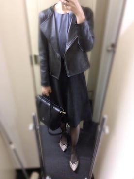 「NATURAL BEAUTY BASIC（ナチュラルビューティーベーシック）のアイテム（ライダースジャケット）」を使った、yuukiさん（レディース・170cm）の秋コーディネート