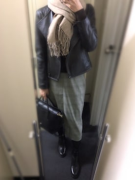 「NATURAL BEAUTY BASIC（ナチュラルビューティーベーシック）のアイテム（ライダースジャケット）」を使った、yuukiさん（レディース・170cm）の秋コーディネート