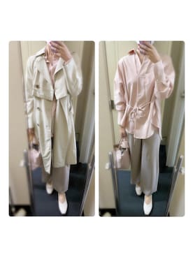「サテンパンツ」｜「アイテム（トレンチコート）」を使った、yuukiさん（レディース・170cm）の春コーディネート
