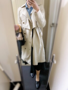 「デニムシャツ」｜「アイテム（トレンチコート）」を使った、yuukiさん（レディース・170cm）の春コーディネート