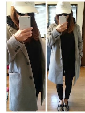 「キヤップ」｜「アイテム（チェスターコート）」を使った、ღ✧mizzunnn✧ღさん（レディース・159cm）の冬コーディネート