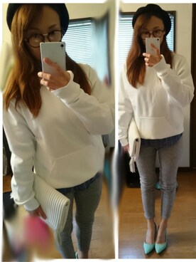 「スエット」｜「アイテム（ハンチング/ベレー帽）」を使った、ღ✧mizzunnn✧ღさん（レディース・159cm）の冬コーディネート