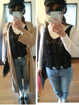 「フリンジデニム」｜「アイテム（トレンチコート）」を使った、ღ✧mizzunnn✧ღさん（レディース・159cm）の春コーディネート