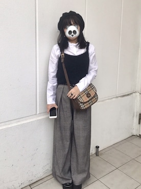 「バーバリー」｜「アイテム（ハンチング/ベレー帽）」を使った、ぴーちゃん ♪さん（レディース・157cm）の秋コーディネート