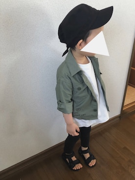 「BREEZE（ブリーズ）のアイテム（ミリタリージャケット）」を使った、kanata☺︎さん（キッズ・90cm）の春コーディネート