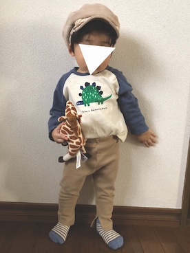 「BREEZE（ブリーズ）のアイテム（キャスケット）」を使った、kanata☺︎さん（キッズ・90cm）の秋コーディネート