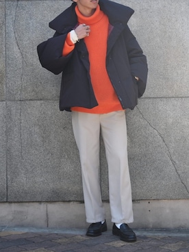 「アイテム（ダウンジャケット/コート、レッド系）」を使った、SAGAWAさん（メンズ・176cm）の冬コーディネート