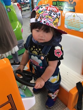 「JAM（ジャム）のアイテム（サロペット/オーバーオール）」を使った、y&mさん（キッズ・80cm）の春コーディネート