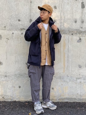 「GOOPiMADE」｜「アイテム（ノーカラージャケット）」を使った、wyy_607さん（レディース・165cm）の冬コーディネート