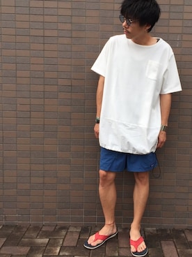 「Ranch standard（ランチスタンダード）のアイテム（トップス）」を使った、Chuuuさん（メンズ・171cm）の夏コーディネート