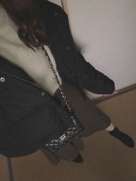 「PLAIN CLOTHING（プレーンクロージング）の【SALE!!プチプラ祭り】【14,500点突破】ダイヤ柄ステッチショルダーバッグ/ポシェット（ショルダーバッグ）」を使った、maさん（レディース・156cm）の冬コーディネート