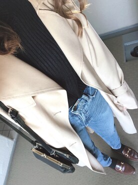 「MOUSSY（マウジー）のMVS SKINNY（デニムパンツ）」を使った、maさん（レディース・156cm）の冬コーディネート