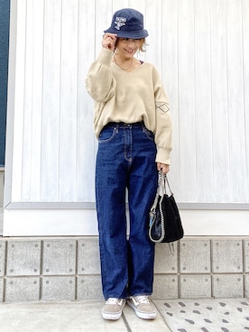 「ジーンズコーデ」｜「アイテム（アクセサリー）」を使った、YYYYYSさん（レディース・165cm）の春コーディネート