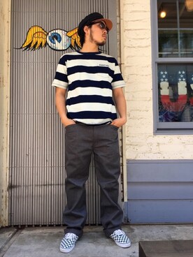 「ワークキャップ」｜「アイテム（キャスケット）」を使った、Ryuji Abeさん（メンズ・176cm）の春コーディネート