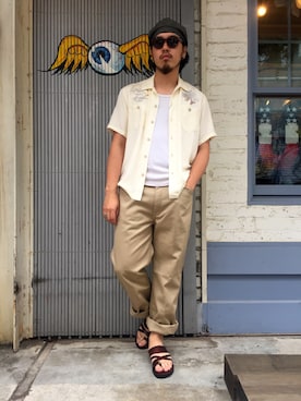 「レーヨンシャツ」｜Ryuji Abeさん（メンズ・176cm）の春コーディネート