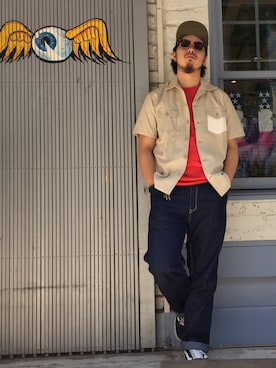 「原宿」｜「アイテム（チノパンツ）」を使った、Ryuji Abeさん（メンズ・176cm）の春コーディネート