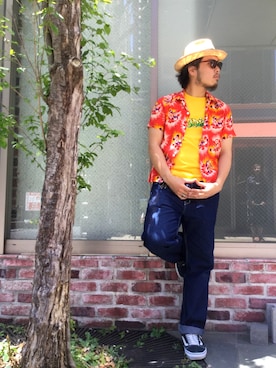 「原宿」｜「アイテム（チノパンツ）」を使った、Ryuji Abeさん（メンズ・176cm）の夏コーディネート