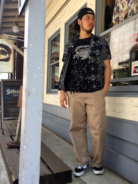 「schott（ショット）のアイテム（キャップ）」を使った、Ryuji Abeさん（メンズ・176cm）の夏コーディネート