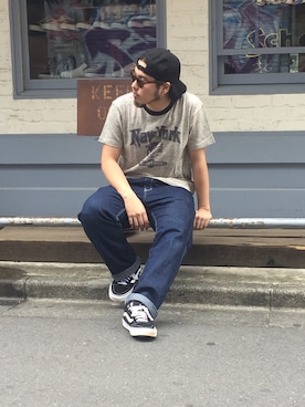 「schott（ショット）のアイテム（キャップ）」を使った、Ryuji Abeさん（メンズ・176cm）の夏コーディネート