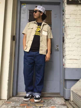 「schott(ショット)のアイテム(キャップ)」を使った、Ryuji Abeさん(メンズ・176cm)の夏コーディネート