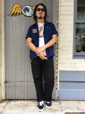「Schott(ショット)のアイテム(チノパンツ)」を使った、Ryuji Abeさん(メンズ・176cm)の夏コーディネート
