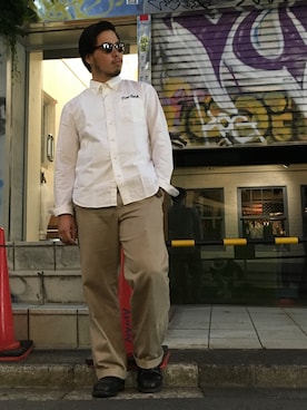 「Schott(ショット)のアイテム(チノパンツ)」を使った、Ryuji Abeさん(メンズ・176cm)の夏コーディネート